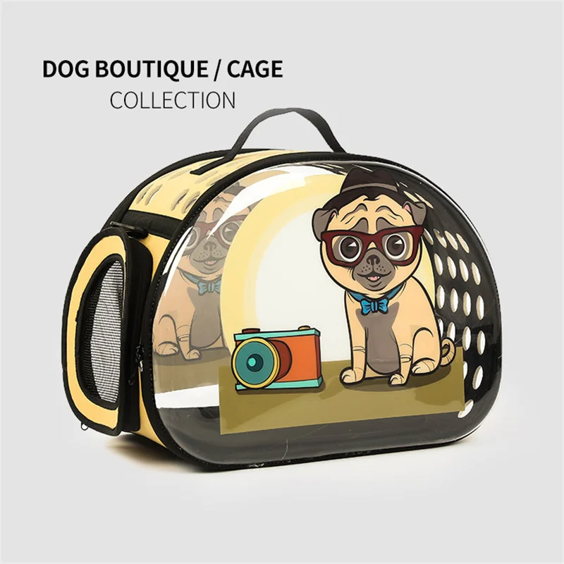 

Transparent pet bag Going out portable backpack Foreign trade 3D pattern transparent pet bag Shoulder pet supplies