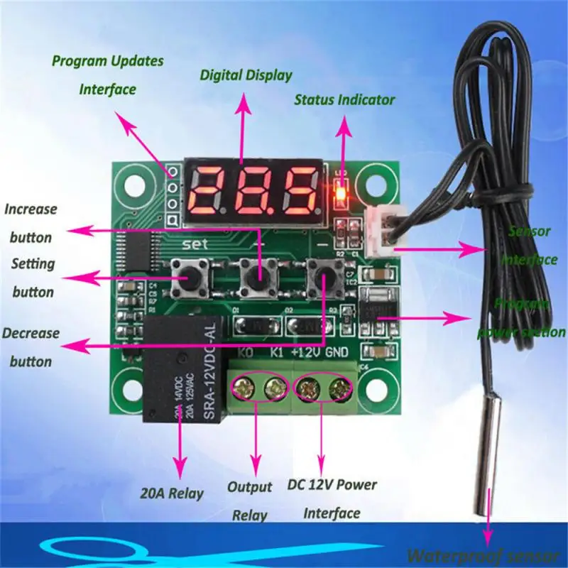 1PCS W1209 DC 12V Heat Cool Temp Thermostat Temperature Control Switch Temperature Controller Thermometer Thermo Controller
1PCS W1209 DC 12V Heat Cool Temp Thermostat Temperature Control Switch Temperature Controller Thermometer Thermo Controller