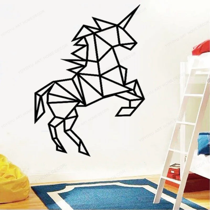 Geometric Unicorn Vinyl Wall Sticker Fantasy Horse wall decal for Kids Bedroom Removable art Mural home decor JH212
Geometric Unicorn Vinyl Wall Sticker Fantasy Horse wall decal for Kids Bedroom Removable art Mural home decor JH212