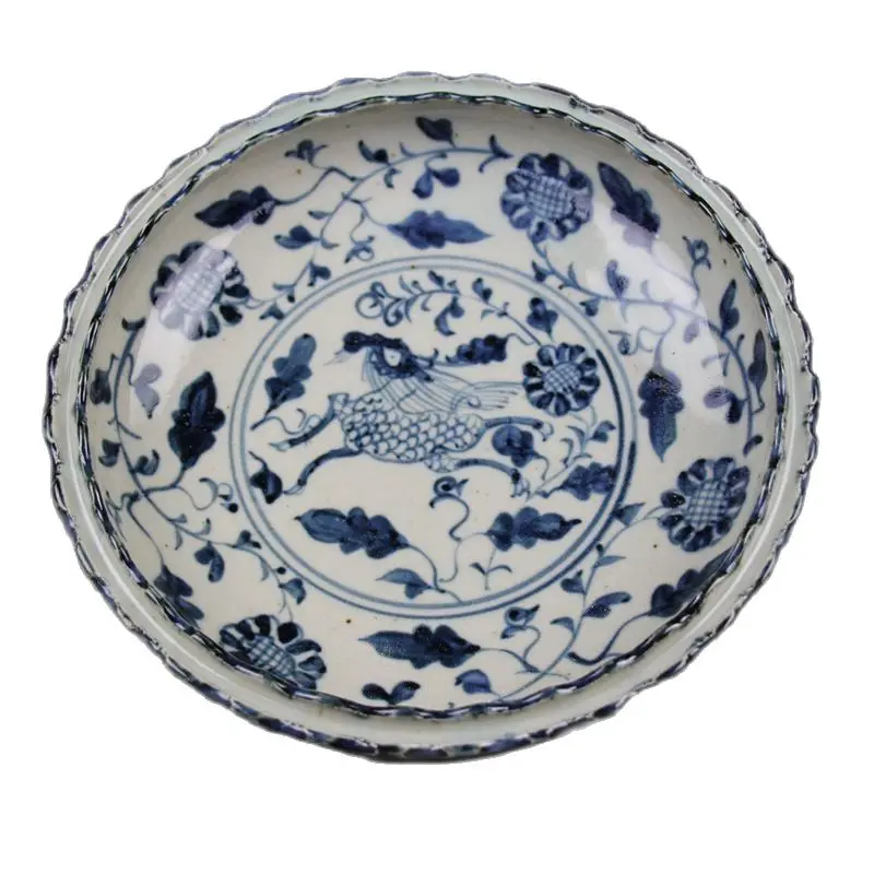 

Antique porcelain, Jingdezhen ceramics, living room decorations, ornamental handicrafts, unicorn flying double lotus leaf plates