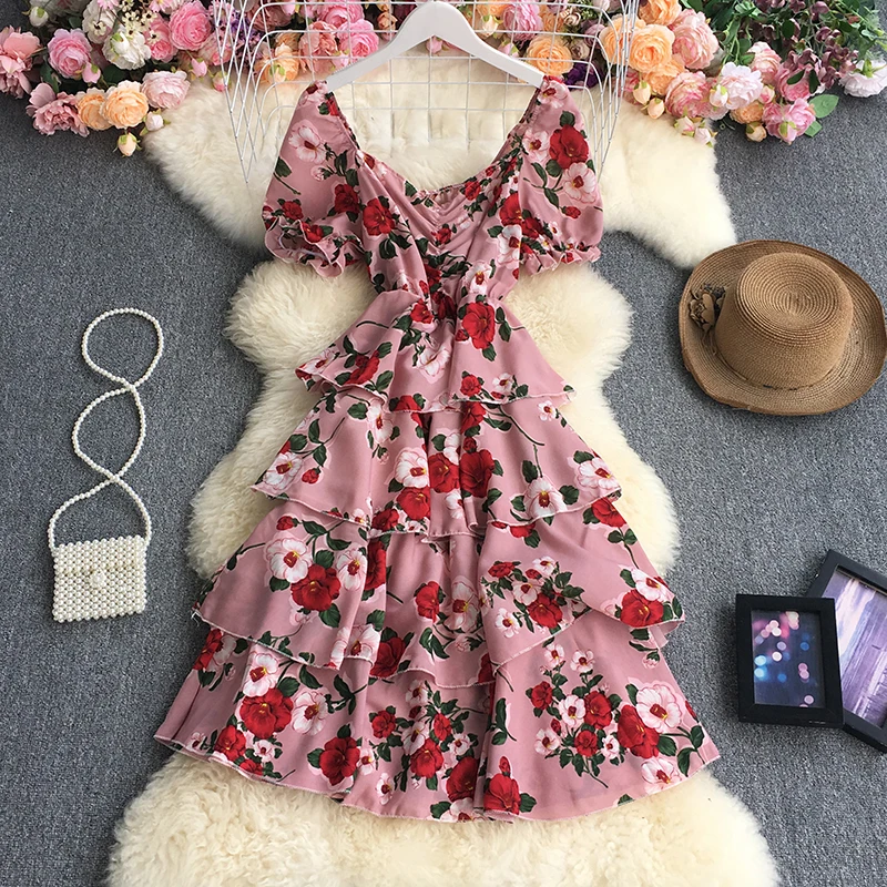 Elegant Square Collar Chiffon Dress Women Short Sleeve Floral Print Cake Dresses Casual Ruffles A Line Slim Long Dress Vestidos
Elegant Square Collar Chiffon Dress Women Short Sleeve Floral Print Cake Dresses Casual Ruffles A Line Slim Long Dress Vestidos