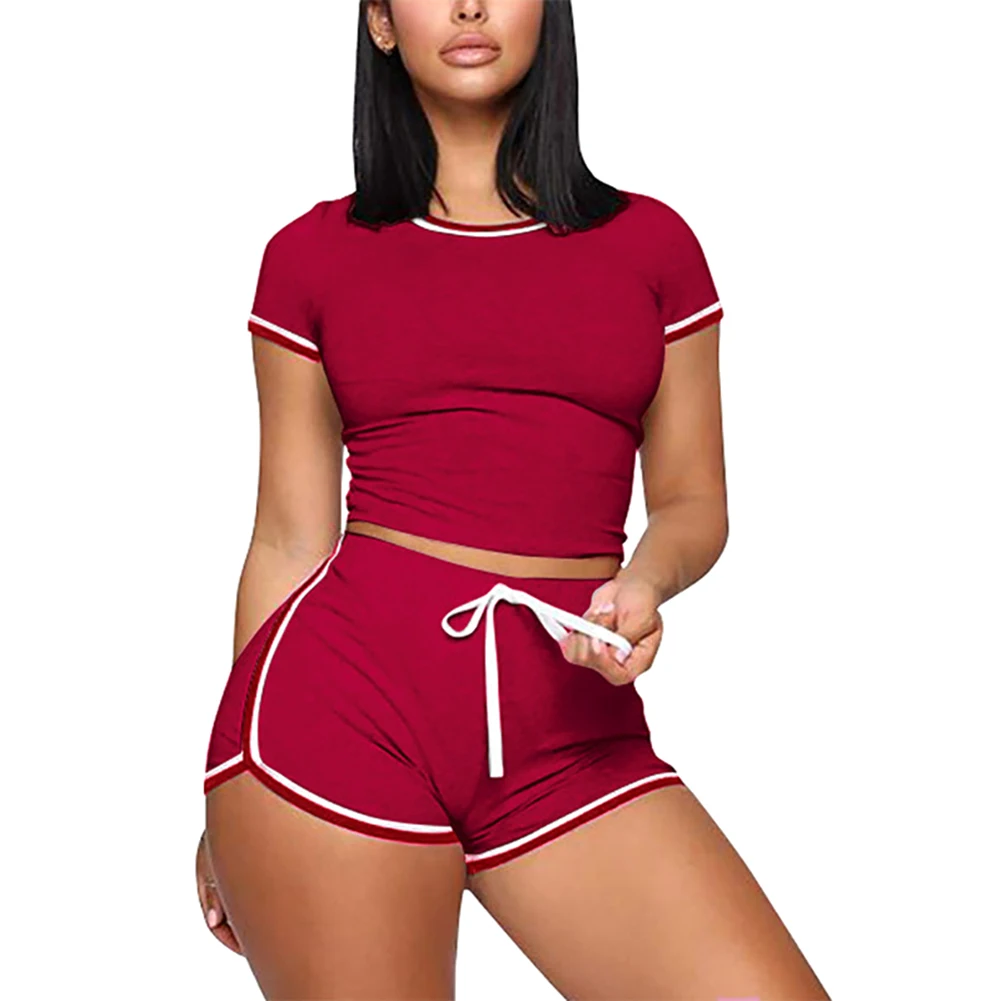 Casual Homewear Clothes Set Women Summer 2Pcs Striped Yoga Sets Girls Tees Top+Elastic Waist Fitness Shorts Pjs Clothing Set
Casual Homewear Clothes Set Women Summer 2Pcs Striped Yoga Sets Girls Tees Top+Elastic Waist Fitness Shorts Pjs Clothing Set