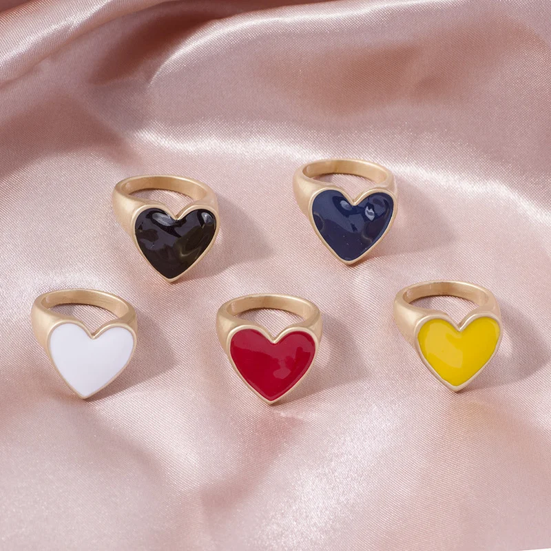 Korean Candy Colour Big Enamel Love Heart Charm Rings for Women Ladies Gold Silver Color Metallic Chunky Ring Chic Accessories
Korean Candy Colour Big Enamel Love Heart Charm Rings for Women Ladies Gold Silver Color Metallic Chunky Ring Chic Accessories