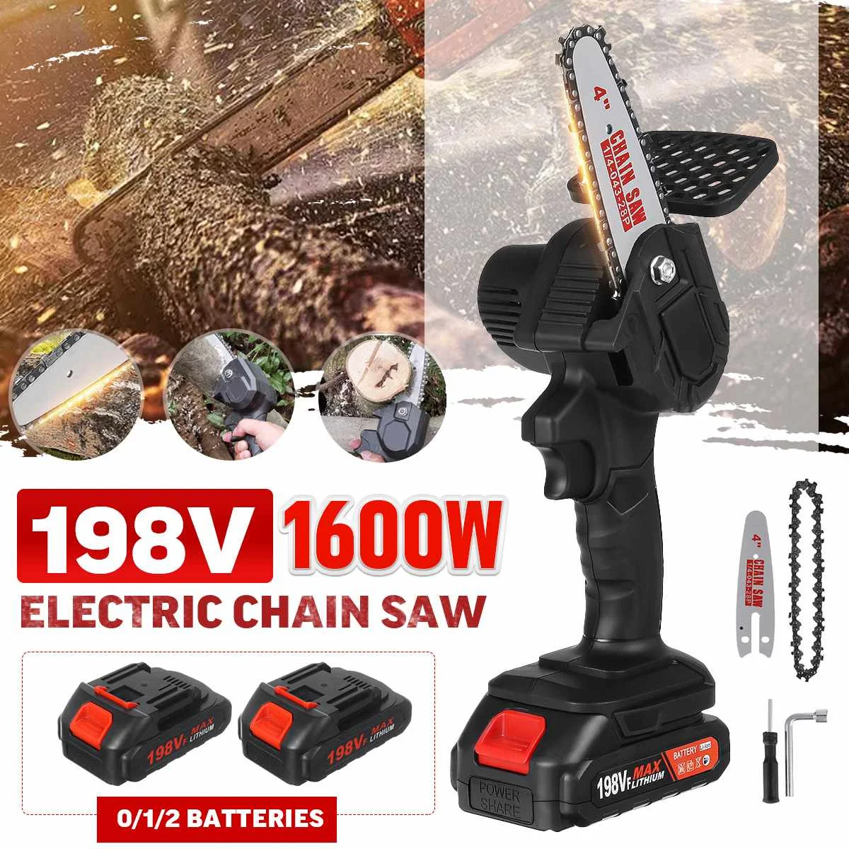Cordless Mini Electric Chainsaws Jigsaw Chain Saw Chainsaw 198VF 1600W Removable Garden Tools Trimming Woodworking battery
Cordless Mini Electric Chainsaws Jigsaw Chain Saw Chainsaw 198VF 1600W Removable Garden Tools Trimming Woodworking battery