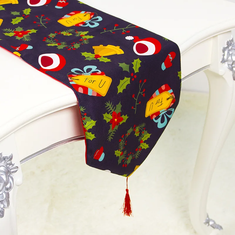 Creative European Cotton Linen Double Layer Christmas Table Flag Home Desk Decor Christmas Decoratio