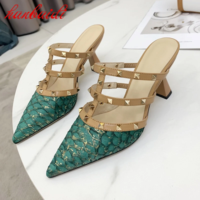 Sandals Women Pointed Toe Shose High Heels Fashin Slipper Rivet Shallow Bordered Decoration Sandals Slip On Shose
Sandals Women Pointed Toe Shose High Heels Fashin Slipper Rivet Shallow Bordered Decoration Sandals Slip On Shose