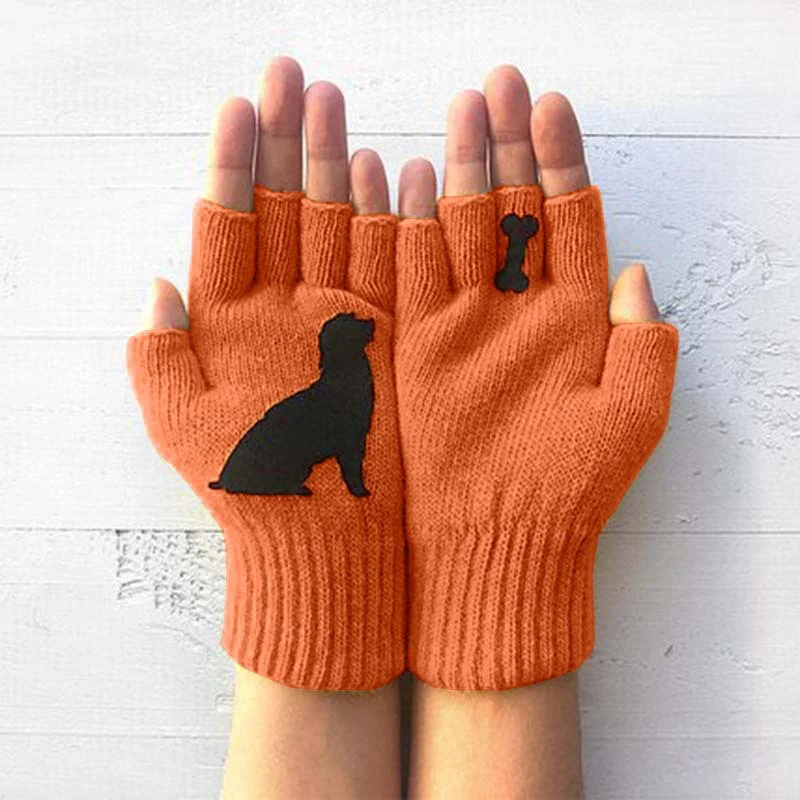 

Перчатки для собаки для Для женщин милая собачка с принтом зимние теплые вязаные перчатки один размер подходит всем THIN889