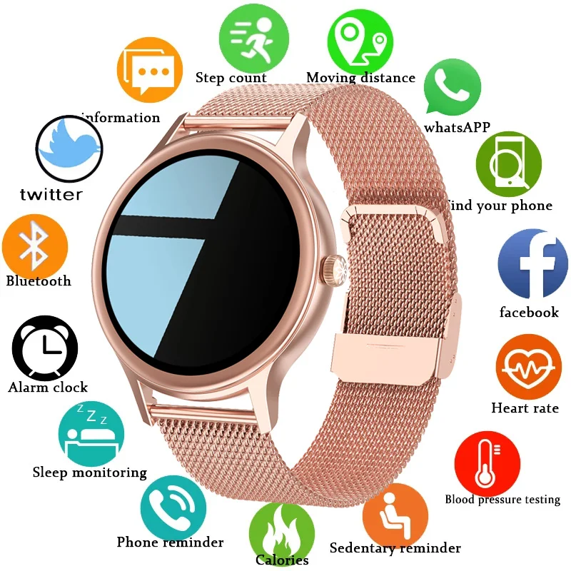 Умные часы женские, с тонометром и пульсометром, водонепроницаемые 
Умные часы женские, с тонометром и пульсометром, водонепроницаемые