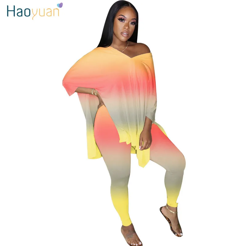 HAOYUAN S-5XL Plus Size Gradient Two Piece Set Fall Clothes for Women Side Split Loose Top Pant Lounge Wear Outfits Matching Set
HAOYUAN S-5XL Plus Size Gradient Two Piece Set Fall Clothes for Women Side Split Loose Top Pant Lounge Wear Outfits Matching Set