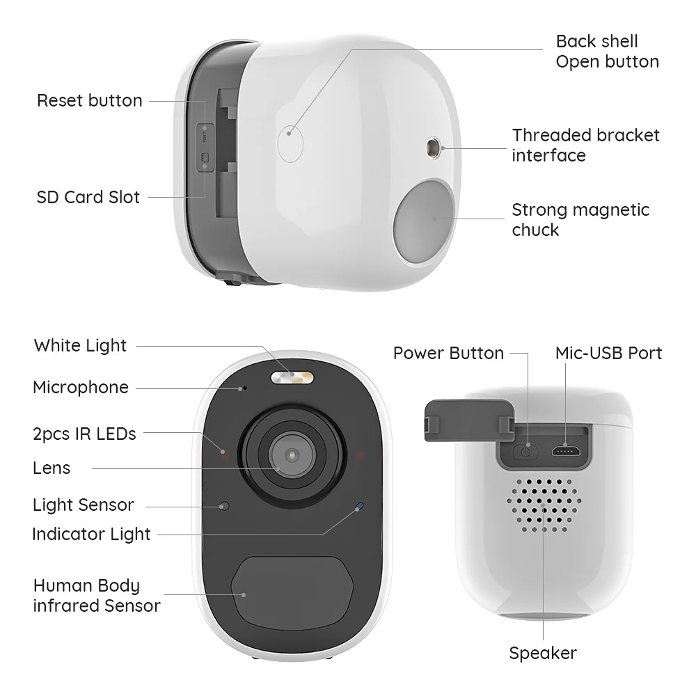 H.View Wireless Home Security Wifi Ip Camera 1080P Battery Powered Rechargeable Pir Alarm Audio Low Power Surveillance Camera
H.View Wireless Home Security Wifi Ip Camera 1080P Battery Powered Rechargeable Pir Alarm Audio Low Power Surveillance Camera