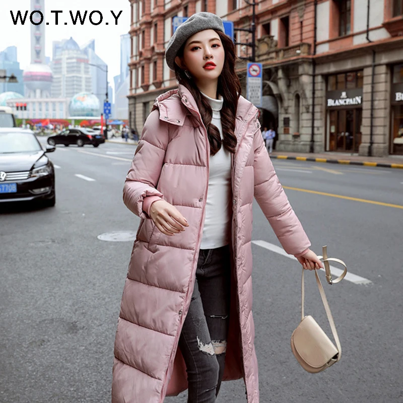 Фото WOTWOY повседневная женская зимняя куртка 2019 ребра рукав высокая - купить