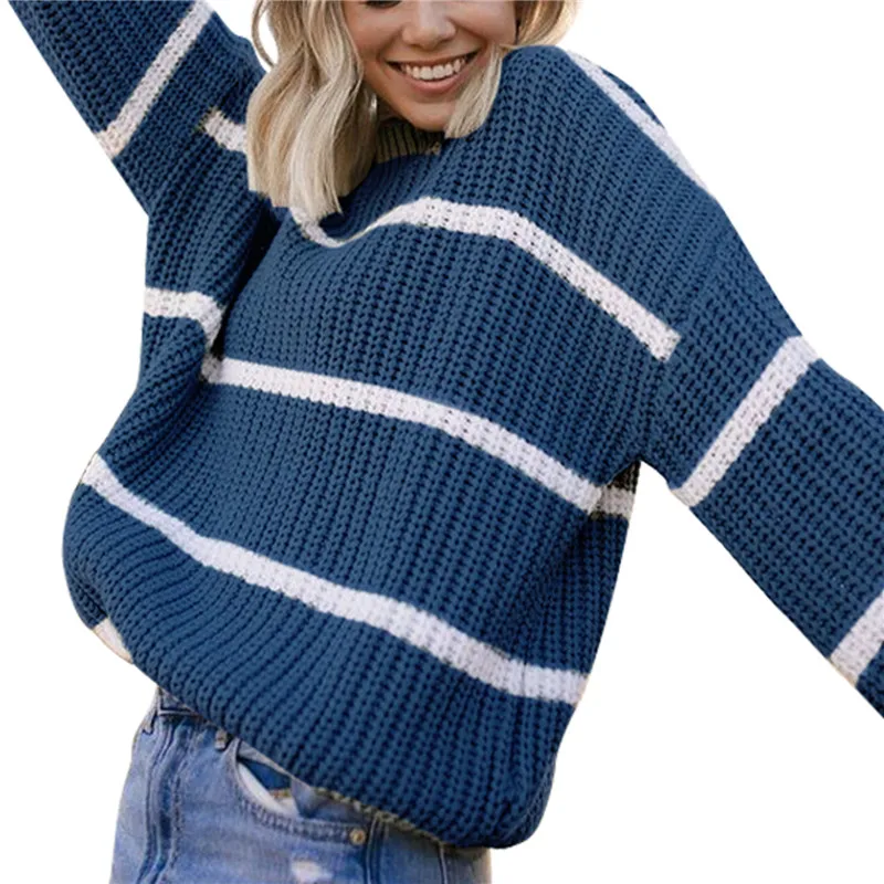 Autumn Winter Women Fashion Round Neck Sweaters Long Sleeve Striped Print Loose Cable Knit Tops Casual Warm Knitting Pullover
Autumn Winter Women Fashion Round Neck Sweaters Long Sleeve Striped Print Loose Cable Knit Tops Casual Warm Knitting Pullover