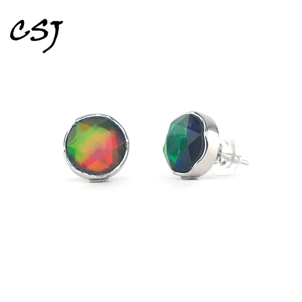 CSJ Natural Ammonite Stud Earrings Sterling 925 Silver Ammlite Gemstone 8mm Fine Jewelry for Women Lady Wedding Party Mom Gift
CSJ Natural Ammonite Stud Earrings Sterling 925 Silver Ammlite Gemstone 8mm Fine Jewelry for Women Lady Wedding Party Mom Gift