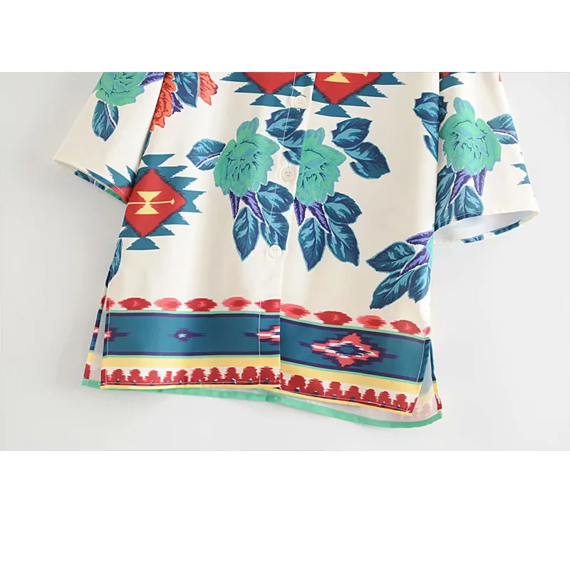 Lapel Single Breasted Harajuku Chic Women's Shirt 2020 Summer New Loose Casual Floral Print Female Tops
Lapel Single Breasted Harajuku Chic Women's Shirt 2020 Summer New Loose Casual Floral Print Female Tops