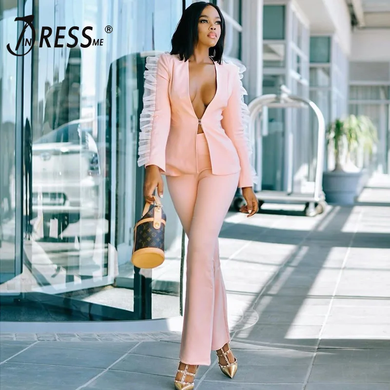 Женский офисный костюм из двух предметов INDRESSME, сетчатый костюм из двух предметов с глубоким V-образным вырезом и длинными рукавами, 2019
Женский офисный костюм из двух предметов INDRESSME, сетчатый костюм из двух предметов с глубоким V-образным вырезом и длинными рукавами, 2019