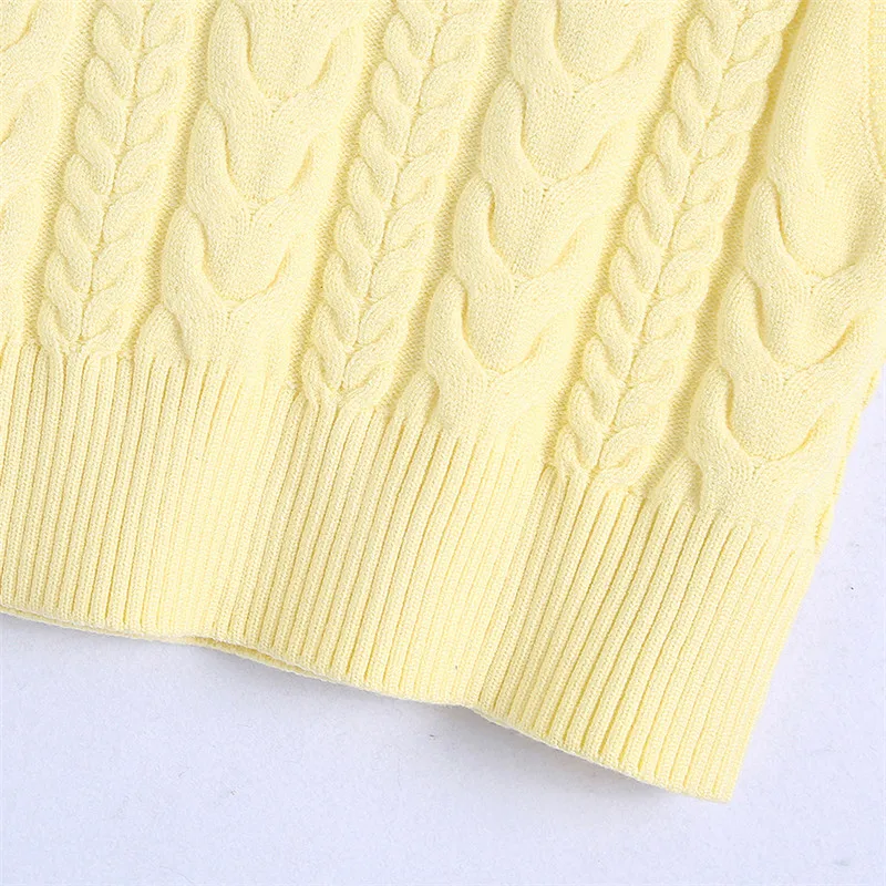 BLSQR Fashion Yellow Cable-knit Vest Sweater Women Vintage V Neck Sleeveless Female Waistcoat Chic Short Tops 
BLSQR Fashion Yellow Cable-knit Vest Sweater Women Vintage V Neck Sleeveless Female Waistcoat Chic Short Tops