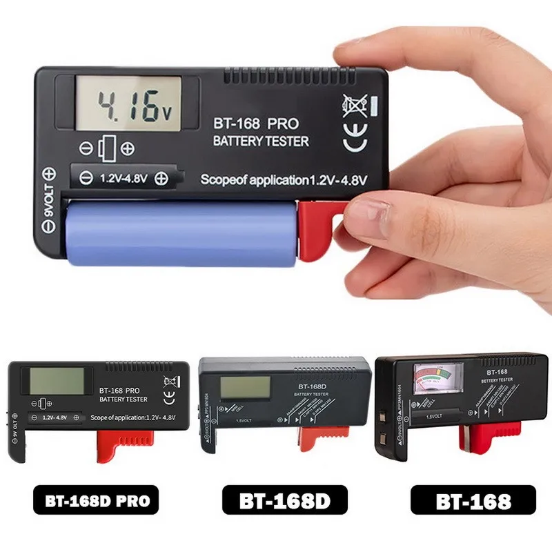 BT-168 Universal Button Multiple Size Battery Tester For AA/AAA/C/D/9V/1.5V LCD Display Digital Battery Tester Volt Checker
BT-168 Universal Button Multiple Size Battery Tester For AA/AAA/C/D/9V/1.5V LCD Display Digital Battery Tester Volt Checker