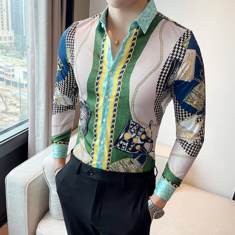 2021 модная зеленая рубашка с принтом, мужская приталенная Повседневная рубашка с длинным рукавом, одежда для вечеринок и ночных клубов, Мужс...
2021 модная зеленая рубашка с принтом, мужская приталенная Повседневная рубашка с длинным рукавом, одежда для вечеринок и ночных клубов, Мужс...