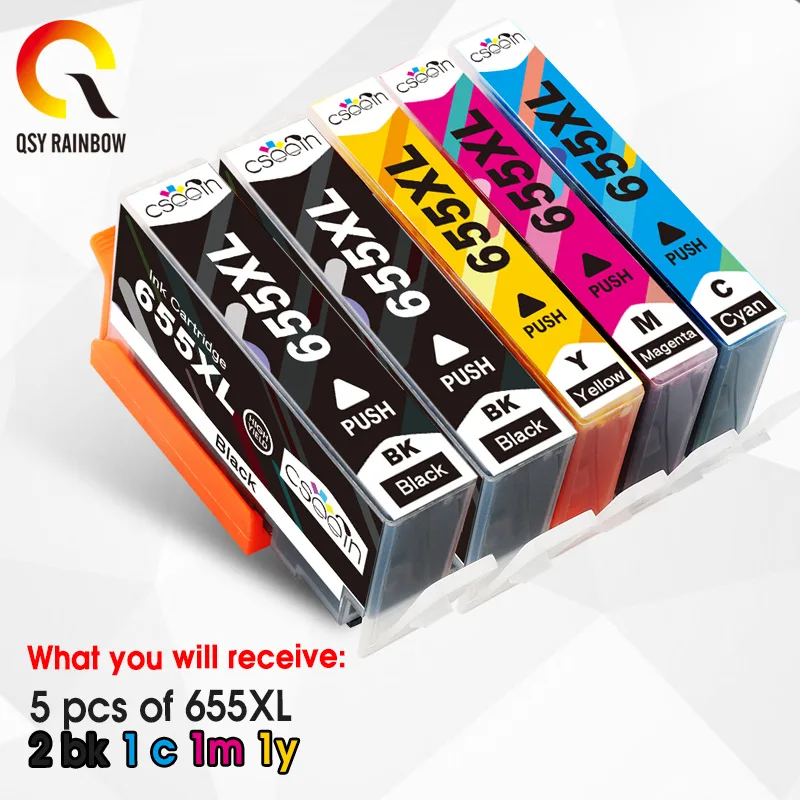 QSYRAINBOW 5pcs replacement for HP 655 XL Ink Cartridge for HP655 Deskjet 5525 6520 6525 6625 3525 4615 4625 Printer with chip
QSYRAINBOW 5pcs replacement for HP 655 XL Ink Cartridge for HP655 Deskjet 5525 6520 6525 6625 3525 4615 4625 Printer with chip
