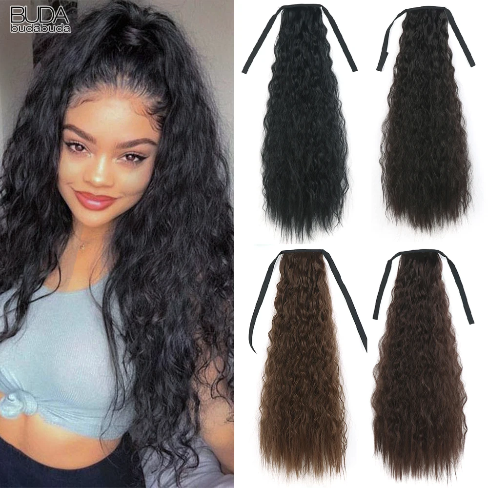 Budabuda Drawstring Curly Corn Wavy Ponytail Synthetic Clip In Hair Extensions Long Kinky Curly Afro Curls Pony Tail For Women 
Budabuda Drawstring Curly Corn Wavy Ponytail Synthetic Clip In Hair Extensions Long Kinky Curly Afro Curls Pony Tail For Women