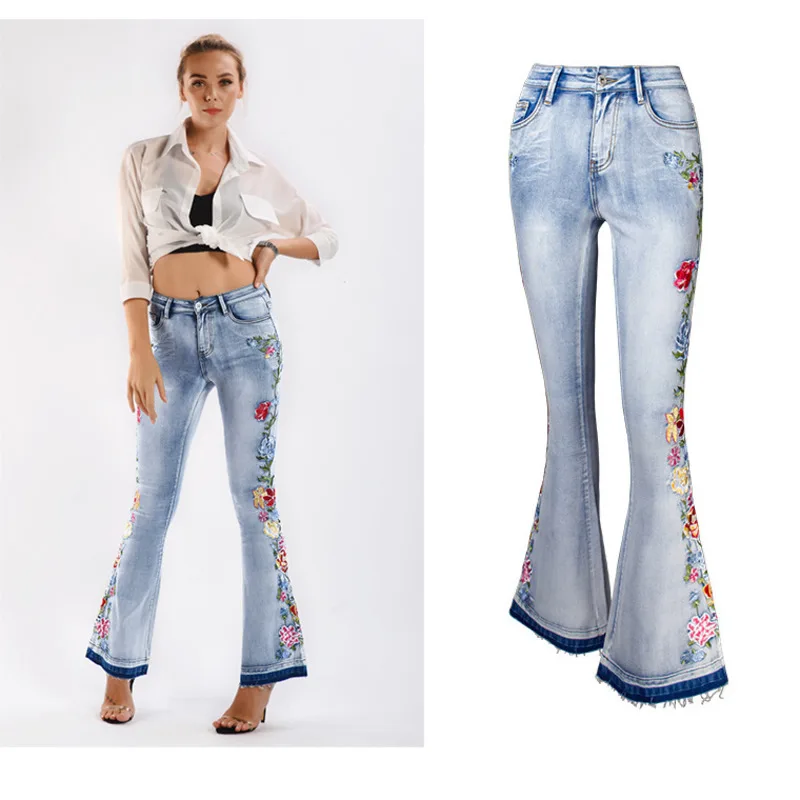 Women Jeans Flare Pants Embroidered Blue Casual Vintage Female Fashion All-match High Waist Sexy Skinny Streetwear Denim Pants
Women Jeans Flare Pants Embroidered Blue Casual Vintage Female Fashion All-match High Waist Sexy Skinny Streetwear Denim Pants