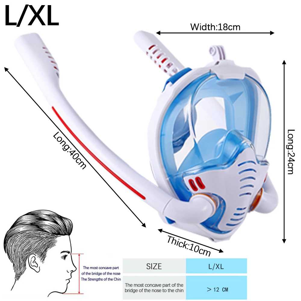 Snorkeling Mask Full Face Underwater Anti-fog Anti-Leak Waterproof Diving Masks Silicone Swimming Face Cover Adult Children
Snorkeling Mask Full Face Underwater Anti-fog Anti-Leak Waterproof Diving Masks Silicone Swimming Face Cover Adult Children