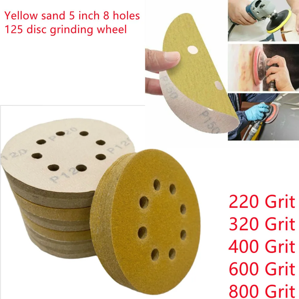 100Pcs 5Inch 125mm Round Sandpaper Eight Hole Sanding Disk Set 220/320/400/600/800 Grit Round Sandpaper For Polishing Tools
100Pcs 5Inch 125mm Round Sandpaper Eight Hole Sanding Disk Set 220/320/400/600/800 Grit Round Sandpaper For Polishing Tools
