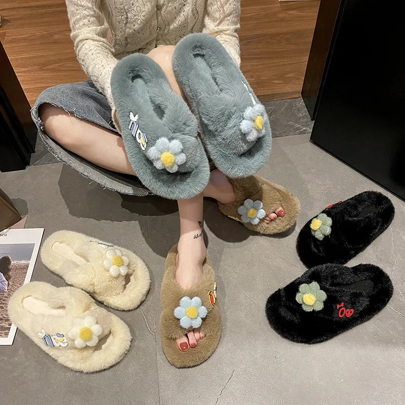 Fluffy Slippers Women's Spring and Autumn 2021 New Fashion All-Match Outerwear Cute Flowers Indoor Non-Slip Suede Slippers
Fluffy Slippers Women's Spring and Autumn 2021 New Fashion All-Match Outerwear Cute Flowers Indoor Non-Slip Suede Slippers