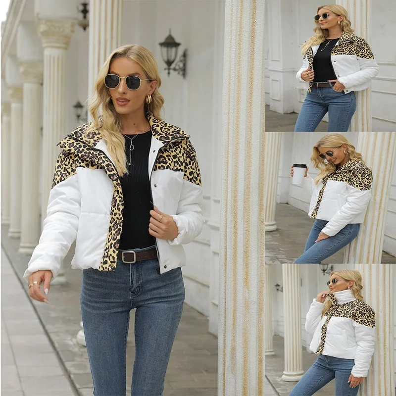 Winter Jacket Women Leopard Print Stitching Long Sleeve Pocket Zipper Puffer Jacket Slim Stand-up Collar Coats Lugentolo
Winter Jacket Women Leopard Print Stitching Long Sleeve Pocket Zipper Puffer Jacket Slim Stand-up Collar Coats Lugentolo