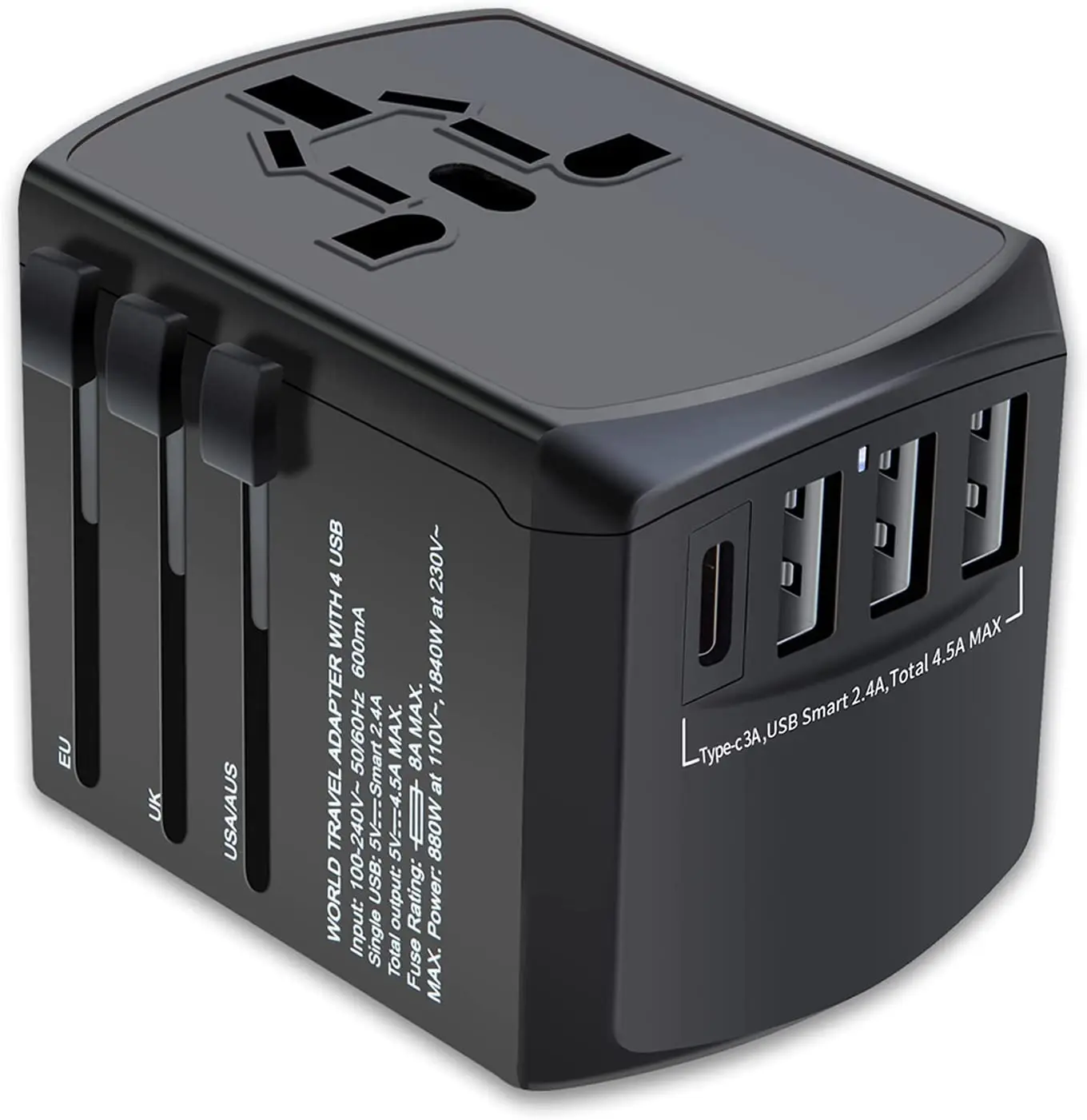 ZGGCD Travel Adapter, International Power Adapter, Universal Plug Adaptor with 3 USB & USB Type-C Port, High Speed 4.5A
ZGGCD Travel Adapter, International Power Adapter, Universal Plug Adaptor with 3 USB & USB Type-C Port, High Speed 4.5A
