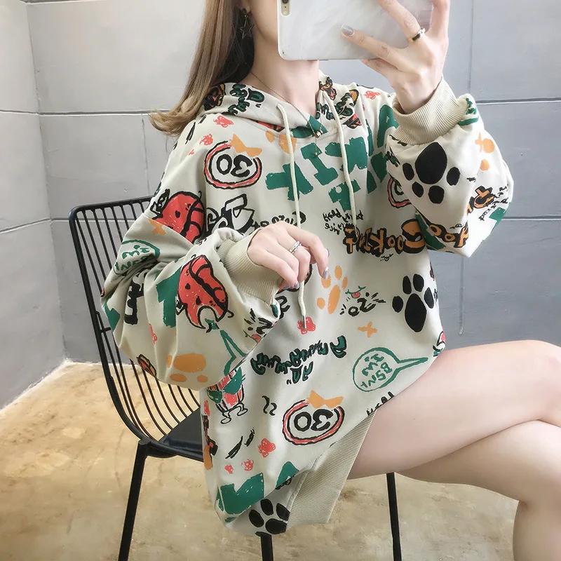 Hooded Sweater Women Loose Korean Version Tide Students Autumn Letter Tie-dye Printing Round Neck Girl Long-sleeved Jacket 2021
Hooded Sweater Women Loose Korean Version Tide Students Autumn Letter Tie-dye Printing Round Neck Girl Long-sleeved Jacket 2021