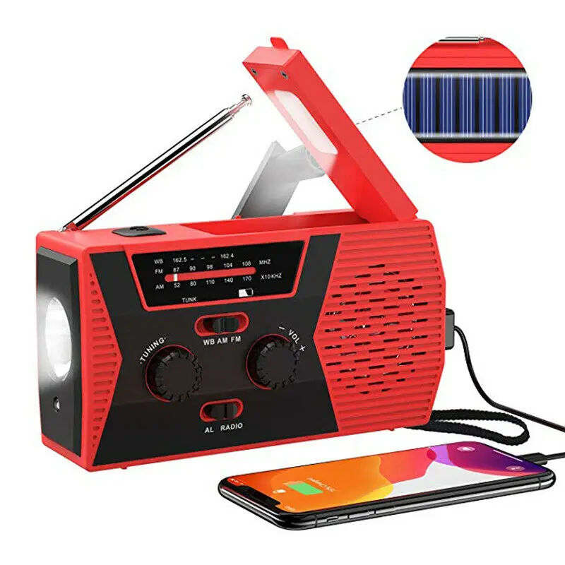 Multifunctional Hand Solar Crank Dynamos Powered AM/FM/WB/NOAA Weather Radio Use Emergency LED Flashlight and Power Bank
Multifunctional Hand Solar Crank Dynamos Powered AM/FM/WB/NOAA Weather Radio Use Emergency LED Flashlight and Power Bank