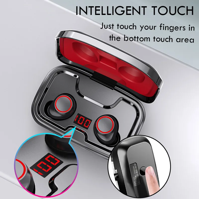 Wireless Bluetooth Earphones LED Display Sport Headphones 5.0 Earphone Tws Earbuds with Microphone | Электроника