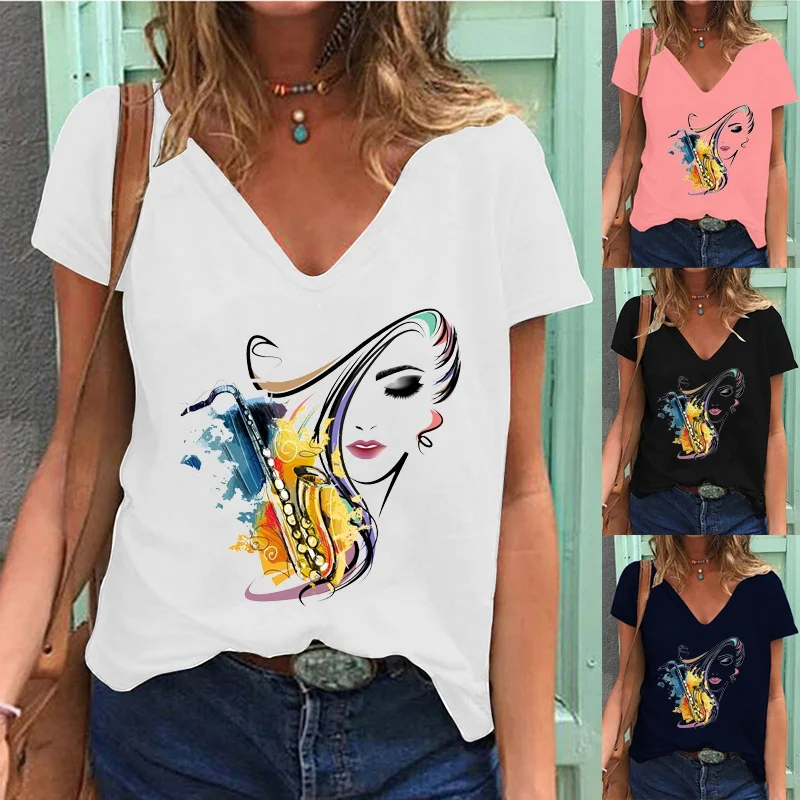 New Fashion Women Summer Solid Color Short Sleeve V-neck T-shirt Printing Shirt Casual Loose Blouse Tops Plus Size
New Fashion Women Summer Solid Color Short Sleeve V-neck T-shirt Printing Shirt Casual Loose Blouse Tops Plus Size