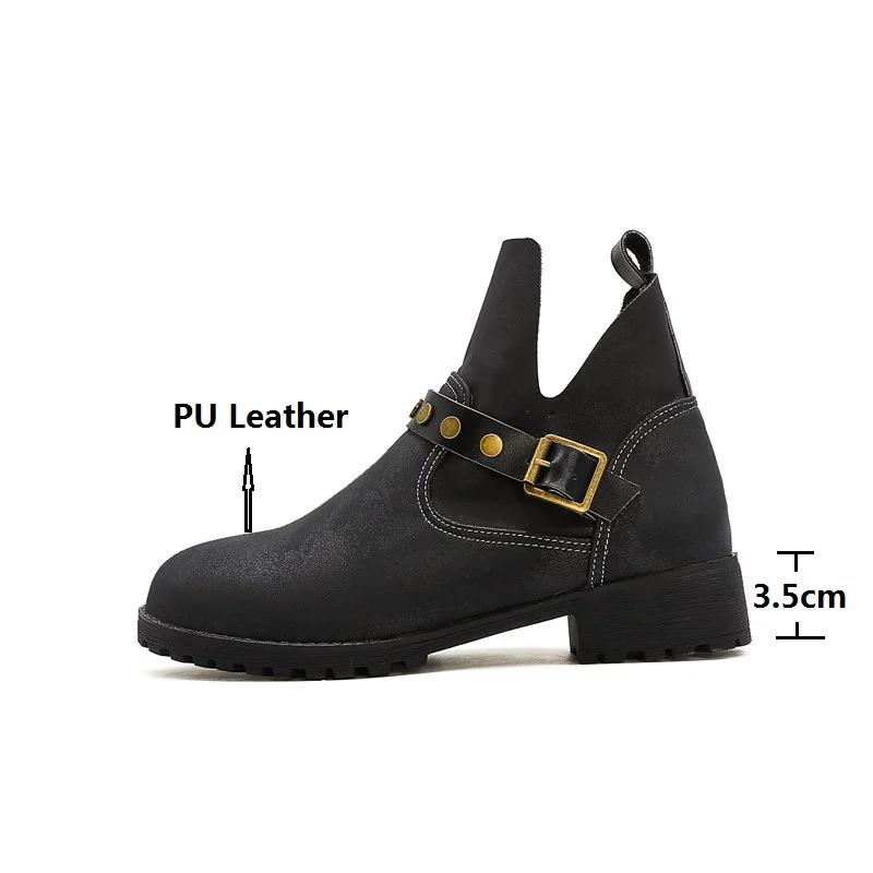 Vintage Punk Rivets Metal Buckle Ankle Boots for Women 2021 Spring Autumn Winter Short Boots Lady Female PU Leather Shoes 33-46
Vintage Punk Rivets Metal Buckle Ankle Boots for Women 2021 Spring Autumn Winter Short Boots Lady Female PU Leather Shoes 33-46