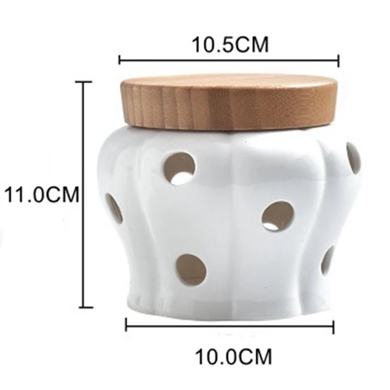 Креативные керамические банки для хранения чеснока имбиря Бамбуковая крышка