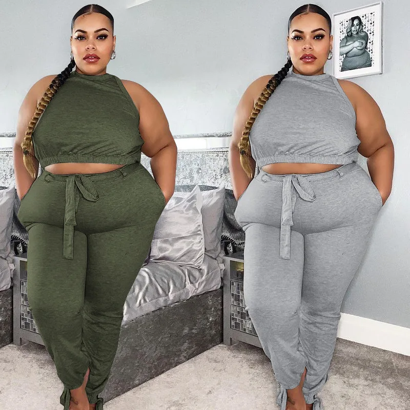 Summer Clothes for Women Plus Size Two Piece Set Streetwear Short Vest and Drawstring Sweatpants Wholesale Items Dropshipping
Summer Clothes for Women Plus Size Two Piece Set Streetwear Short Vest and Drawstring Sweatpants Wholesale Items Dropshipping