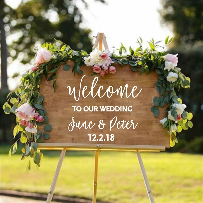 Personalised Wedding Welcome Sticker Sign Bride and Groom Names Wedding Date Customized Vinyl Decal Sticker LW537
Personalised Wedding Welcome Sticker Sign Bride and Groom Names Wedding Date Customized Vinyl Decal Sticker LW537