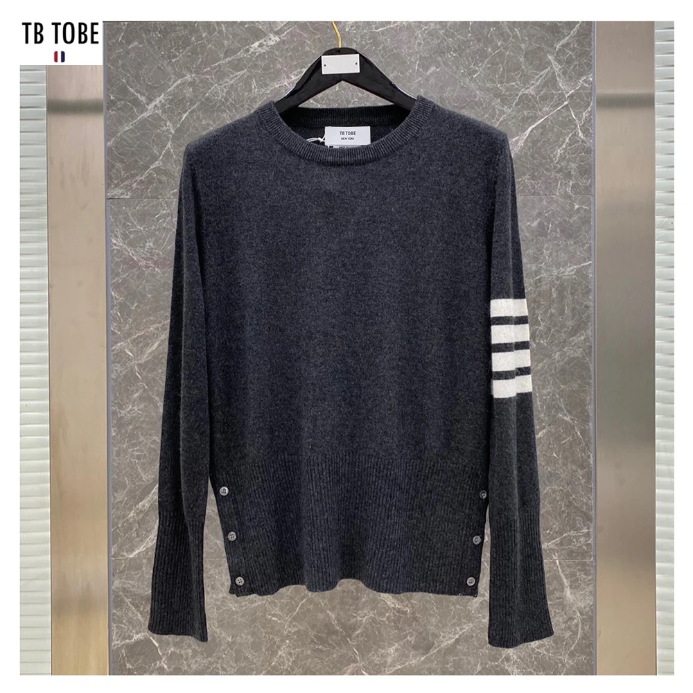 

Unisex round neck wool sweater high quality detail for men and women lady sweater for TB TOBE Brand four line knitting pullover