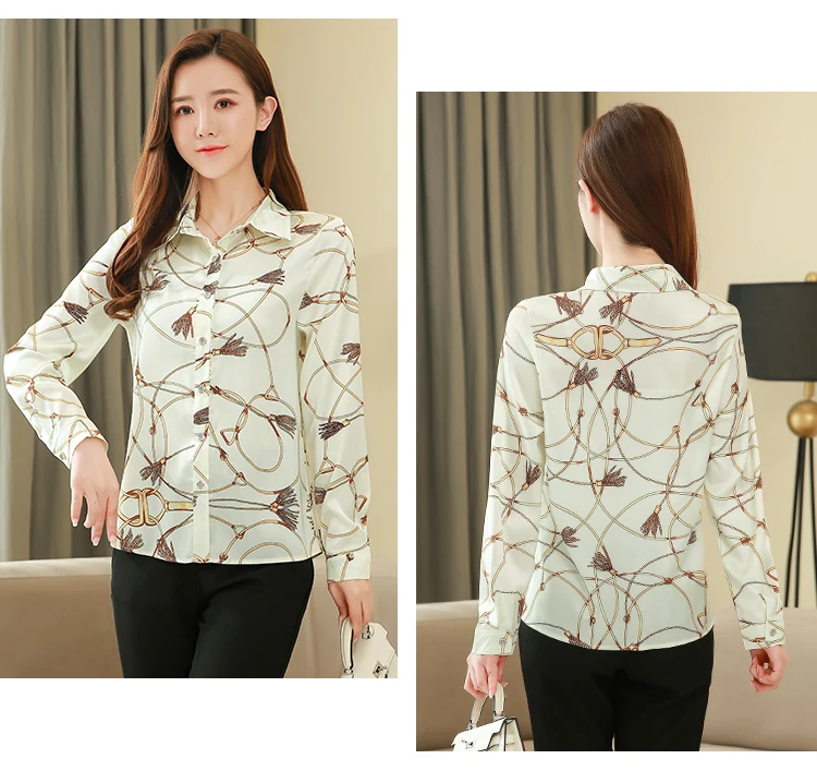 Houthion Women's blouses Casual Shirt New Silk Long Sleeve Blouse Lapel Printing Satin Summer Tops Thin Comfortable Fashion
Houthion Women's blouses Casual Shirt New Silk Long Sleeve Blouse Lapel Printing Satin Summer Tops Thin Comfortable Fashion