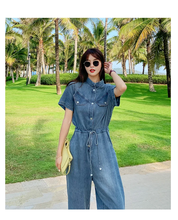 Summer Short Sleeve Denim Jumpsuit Stand Collar Slim Casual Straight Jeans One Piece Pants Sets Streetwear Hip Hop Overalls
Summer Short Sleeve Denim Jumpsuit Stand Collar Slim Casual Straight Jeans One Piece Pants Sets Streetwear Hip Hop Overalls