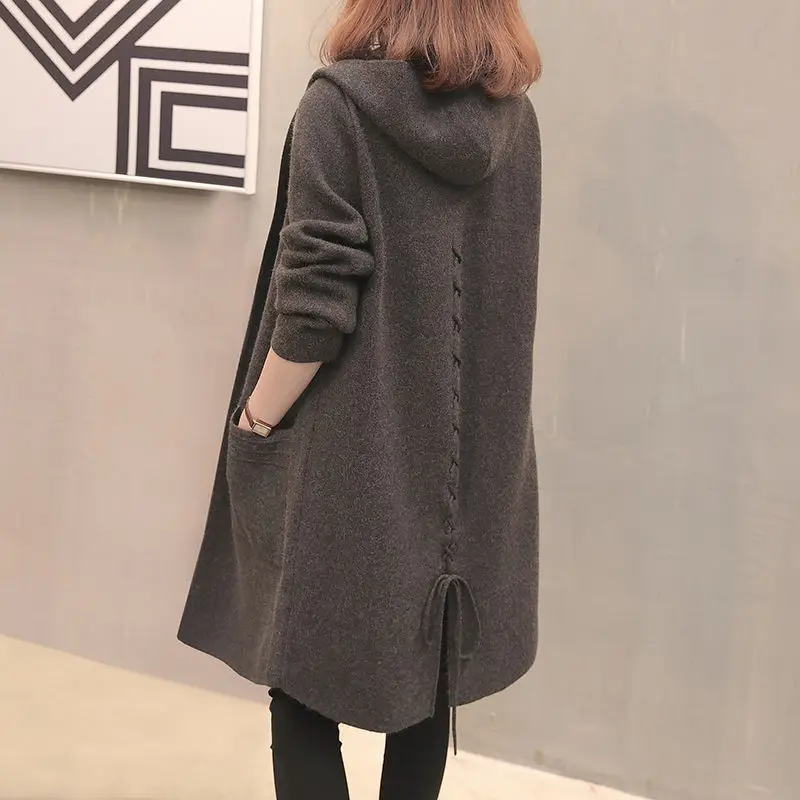 Plus Size Women's Hooded Cardigan Coat 2020 Autumn Winter Korean Loose Thicken Warm Lady Mid-Length Knitted Tops 5XL Pull Femme
Plus Size Women's Hooded Cardigan Coat 2020 Autumn Winter Korean Loose Thicken Warm Lady Mid-Length Knitted Tops 5XL Pull Femme