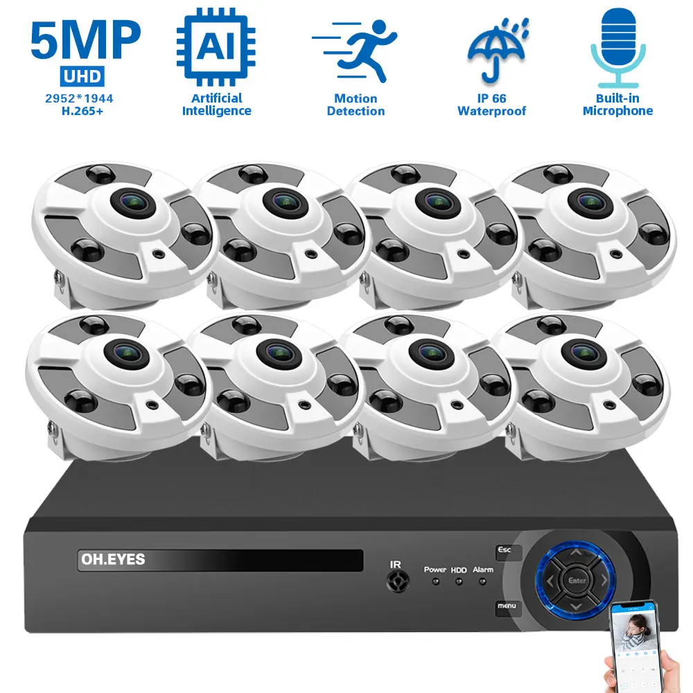 5MP CCTV Dome Camera System Set 8CH POE NVR Kit 4K Outdoor IP Fisheye Security Surveillance Camera Sysem Kit 8 Channel XMEYE
5MP CCTV Dome Camera System Set 8CH POE NVR Kit 4K Outdoor IP Fisheye Security Surveillance Camera Sysem Kit 8 Channel XMEYE