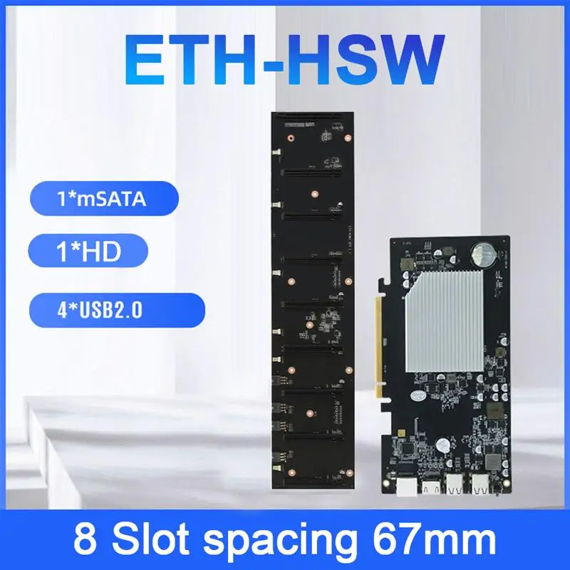 ETH-HSW3 Mining Machine Motherboard 8 Card 67mm Spacing DDR3 Memory CPU 4*USB2.0 Interface Mainboard For Dual Core Laptop Miner
ETH-HSW3 Mining Machine Motherboard 8 Card 67mm Spacing DDR3 Memory CPU 4*USB2.0 Interface Mainboard For Dual Core Laptop Miner