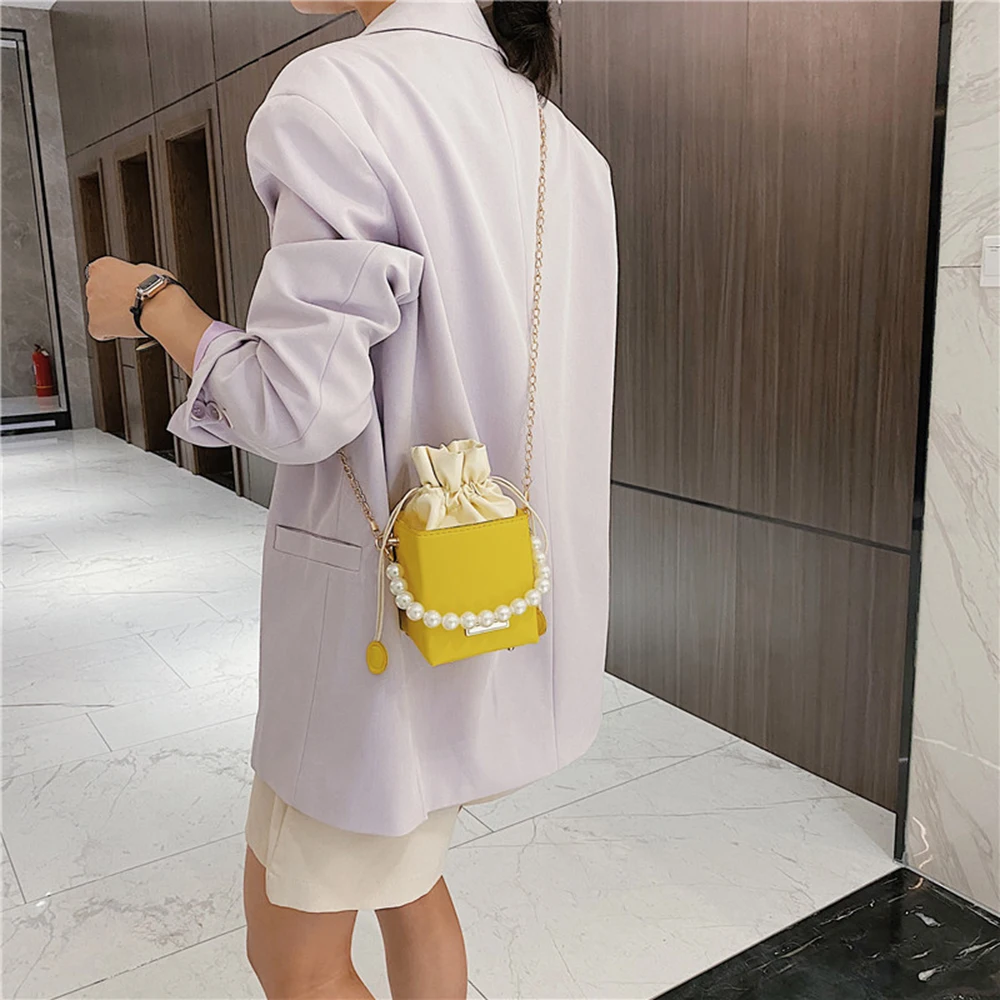 Small Ladies Handbags Pearl Chain Top-handle Bucket Bag Leather Candy Color Purse Branded Crossbody Shoulder Bag For Women Sale
Small Ladies Handbags Pearl Chain Top-handle Bucket Bag Leather Candy Color Purse Branded Crossbody Shoulder Bag For Women Sale