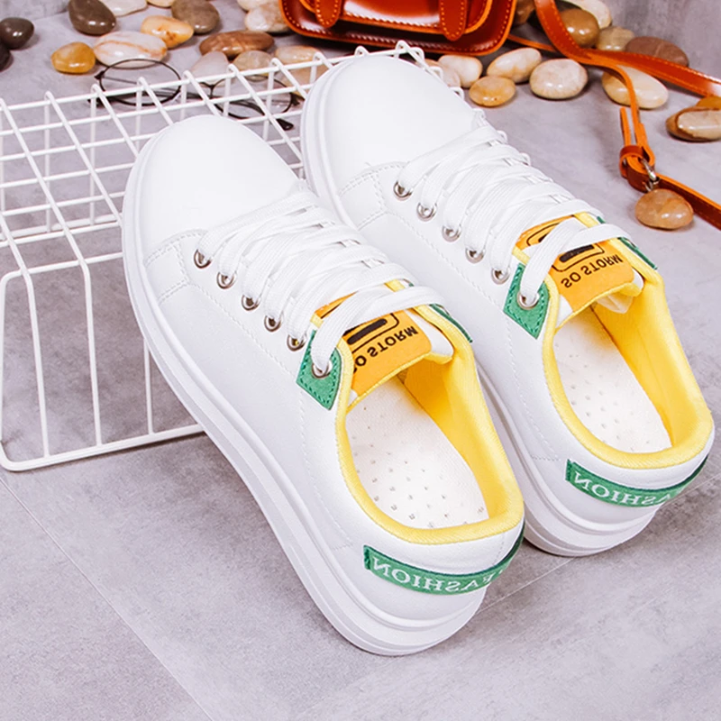 Womens Flat Casual Shoes Thick-soled Women White Sneakers Woman 2019 Spring Vulcanize Lace Up Ladies Sneakers Shoes Platforms
Womens Flat Casual Shoes Thick-soled Women White Sneakers Woman 2019 Spring Vulcanize Lace Up Ladies Sneakers Shoes Platforms