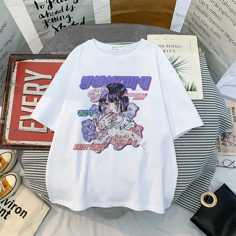 Gothic Punk Short Sleeve Round Neck Women's T-shirt Loose Oversized Streetwear Cartoon Style Harajuku Korean Summer Top
Gothic Punk Short Sleeve Round Neck Women's T-shirt Loose Oversized Streetwear Cartoon Style Harajuku Korean Summer Top