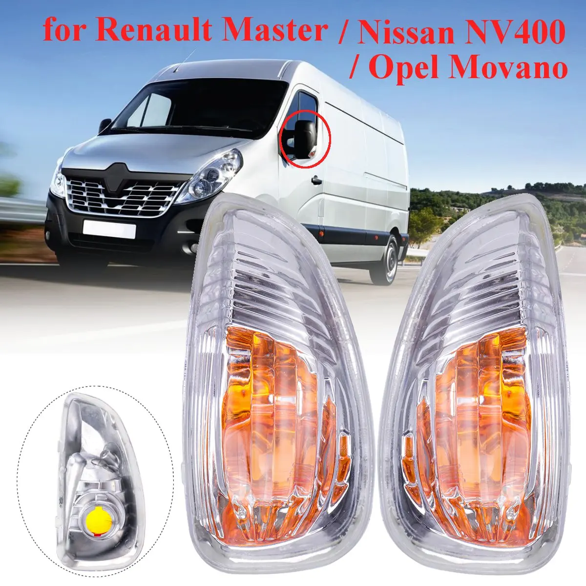 Left/Right Side Wing Mirror Lamp for Renault Master Vauxhall Movano Nissan NV400 2010 2011 2012 2013 2014 2015 2016 2017 2018
Left/Right Side Wing Mirror Lamp for Renault Master Vauxhall Movano Nissan NV400 2010 2011 2012 2013 2014 2015 2016 2017 2018