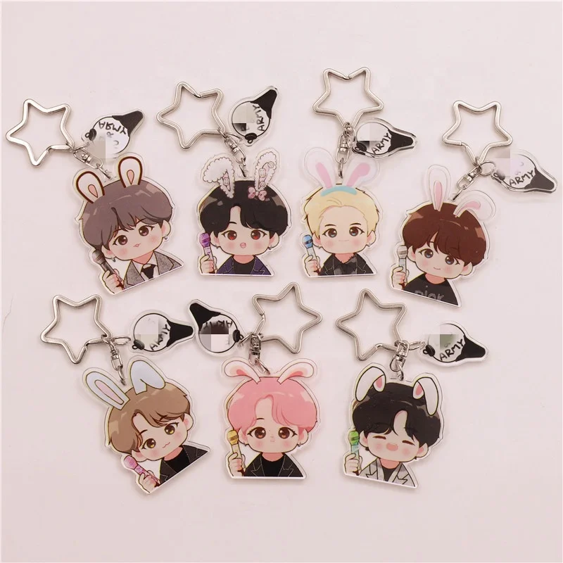 Kpop Wholesale Double Sides Cartoon Cute Bangtan Boys Transparent Acrylic Keychain Cute Figure Kawaii Accessories Keychain 
Kpop Wholesale Double Sides Cartoon Cute Bangtan Boys Transparent Acrylic Keychain Cute Figure Kawaii Accessories Keychain