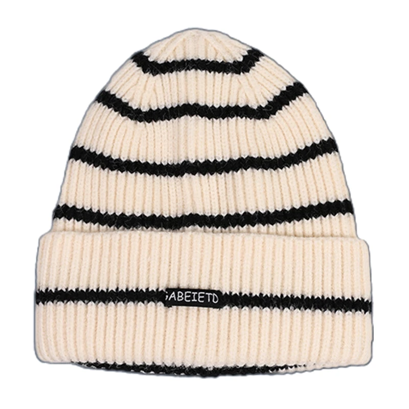 Unisex Winter Ribbed Knitted Beanie Hat Contrast Color Stripes Letters Label Harajuku Student Cuffed Pointed Skull Cap
Unisex Winter Ribbed Knitted Beanie Hat Contrast Color Stripes Letters Label Harajuku Student Cuffed Pointed Skull Cap